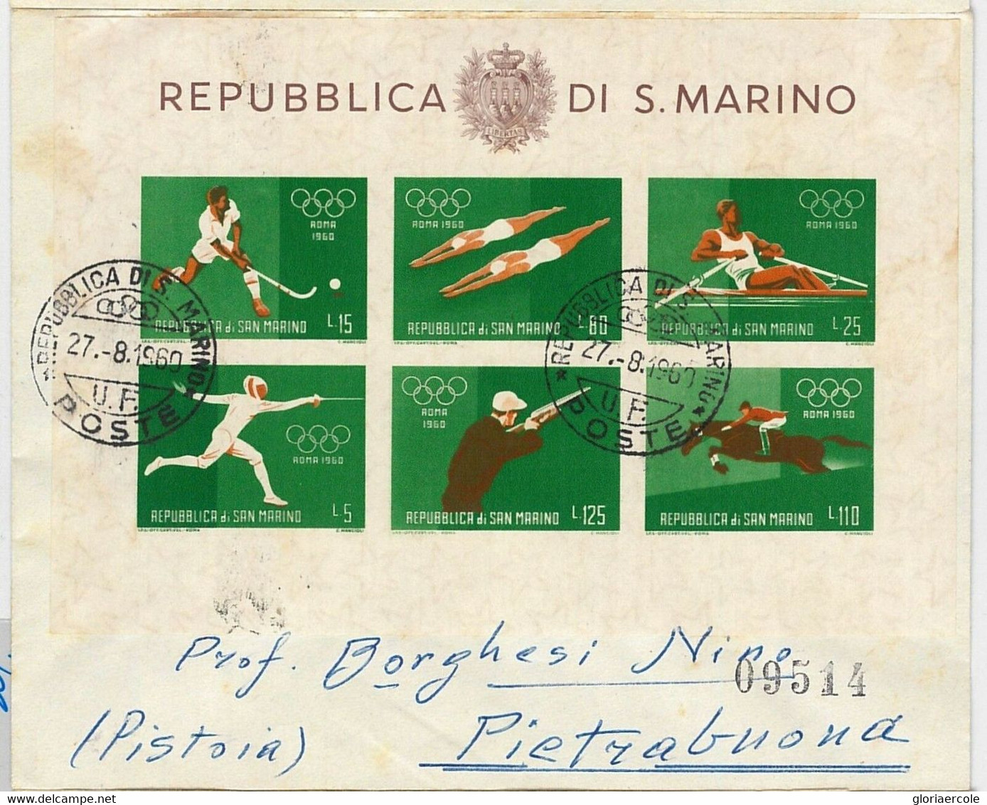 45687 - SAN MARINO POSTAL HISTORY - OLYMPICS 3 Imperf S/SHEETS On FDC Cover 1960 - Ete 1948: Londres