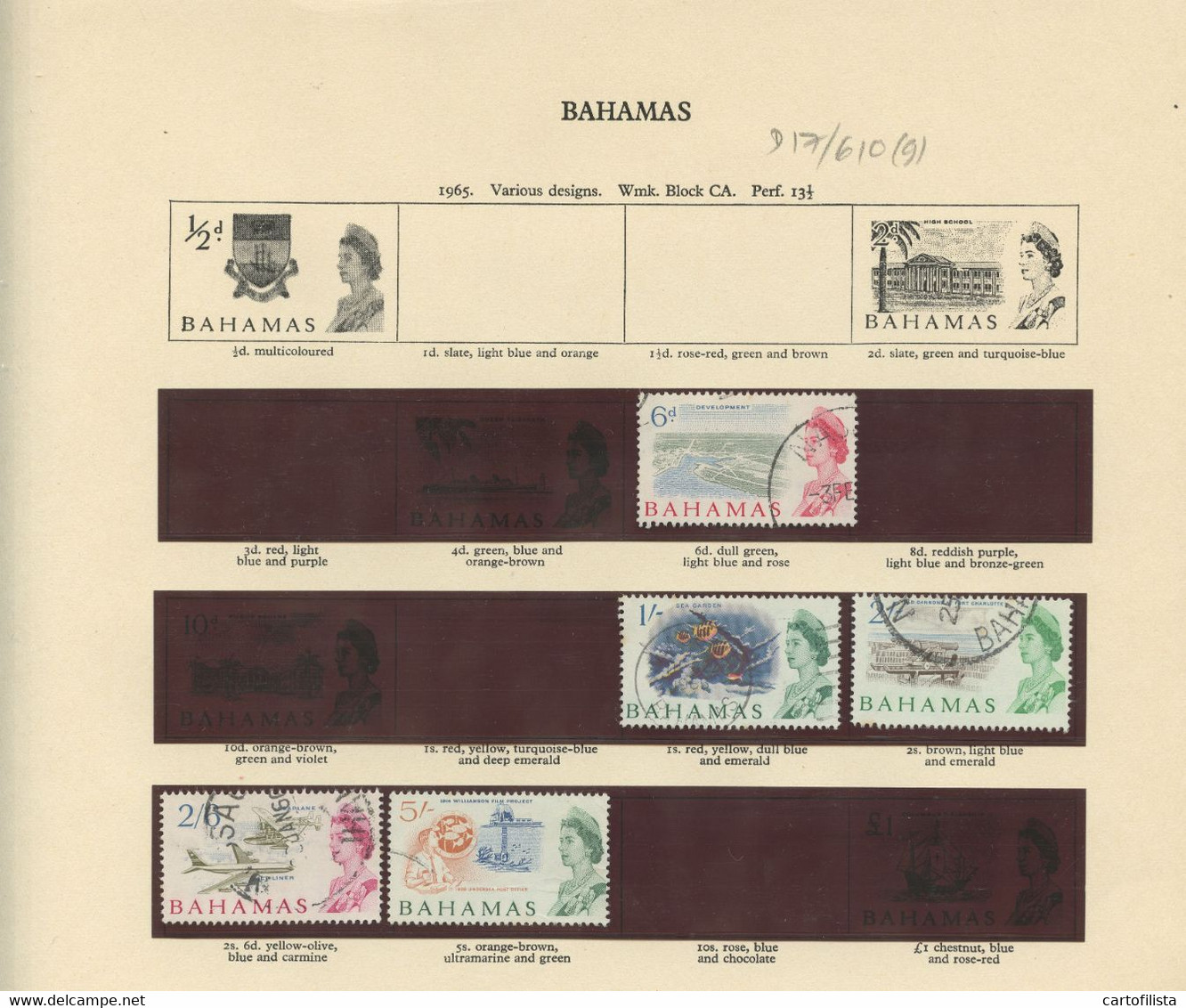 Used Stamps, Lot, BAHAMAS, Miscellaneous from 1937 to 1967  (Lot 610) - 9 scans