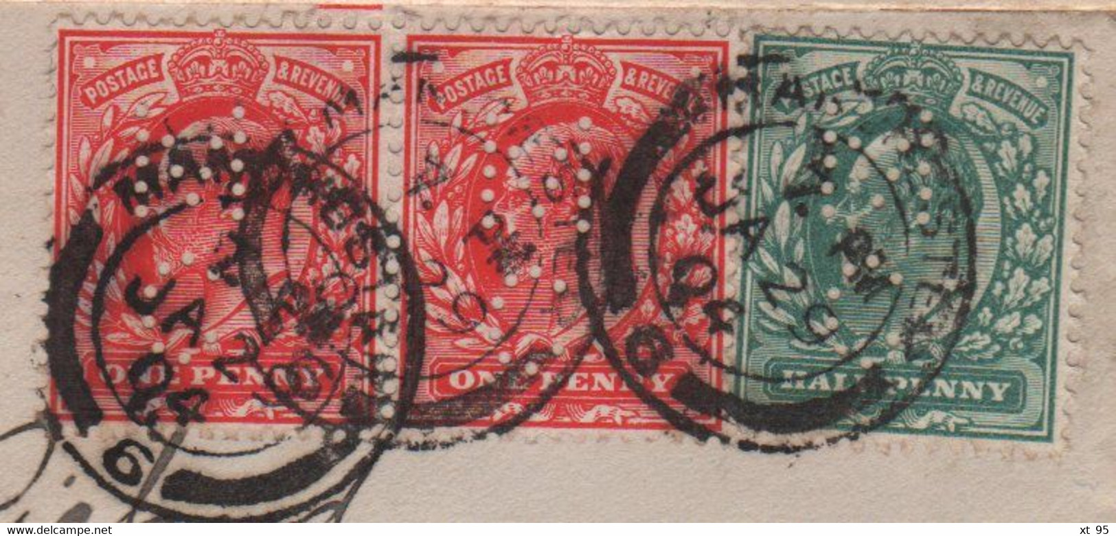 Perfores - Perfins - Lot De 3 Lettres Avec Timbres Perfores - Storia Postale