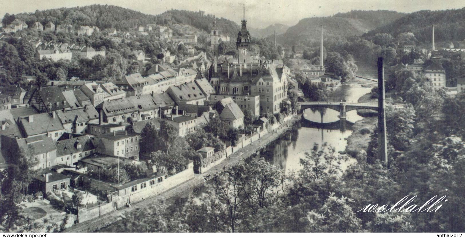 Rarität Waldheim Sachsen Vom Eichberg Aus Wohnhäuser Brücke Fabrikanlagen Schornstein 14.5.1962 Stempel Galerie Dresden - Waldheim