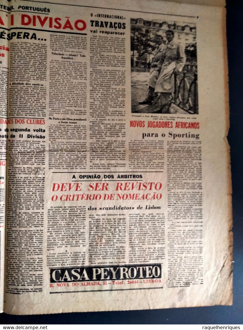 JORNAL RECORD Nº 1 - 26 de NOVEMBRO 1949 - 8 PAGINAS DESDOBRAVEL - RARO