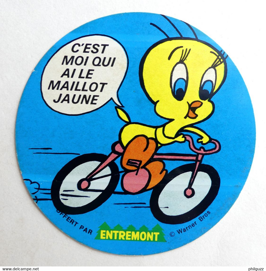 AUTOCOLLANT ENTREMONT TITI RIGOLO  MAILLOT JAUNE 1974 - Autocollants