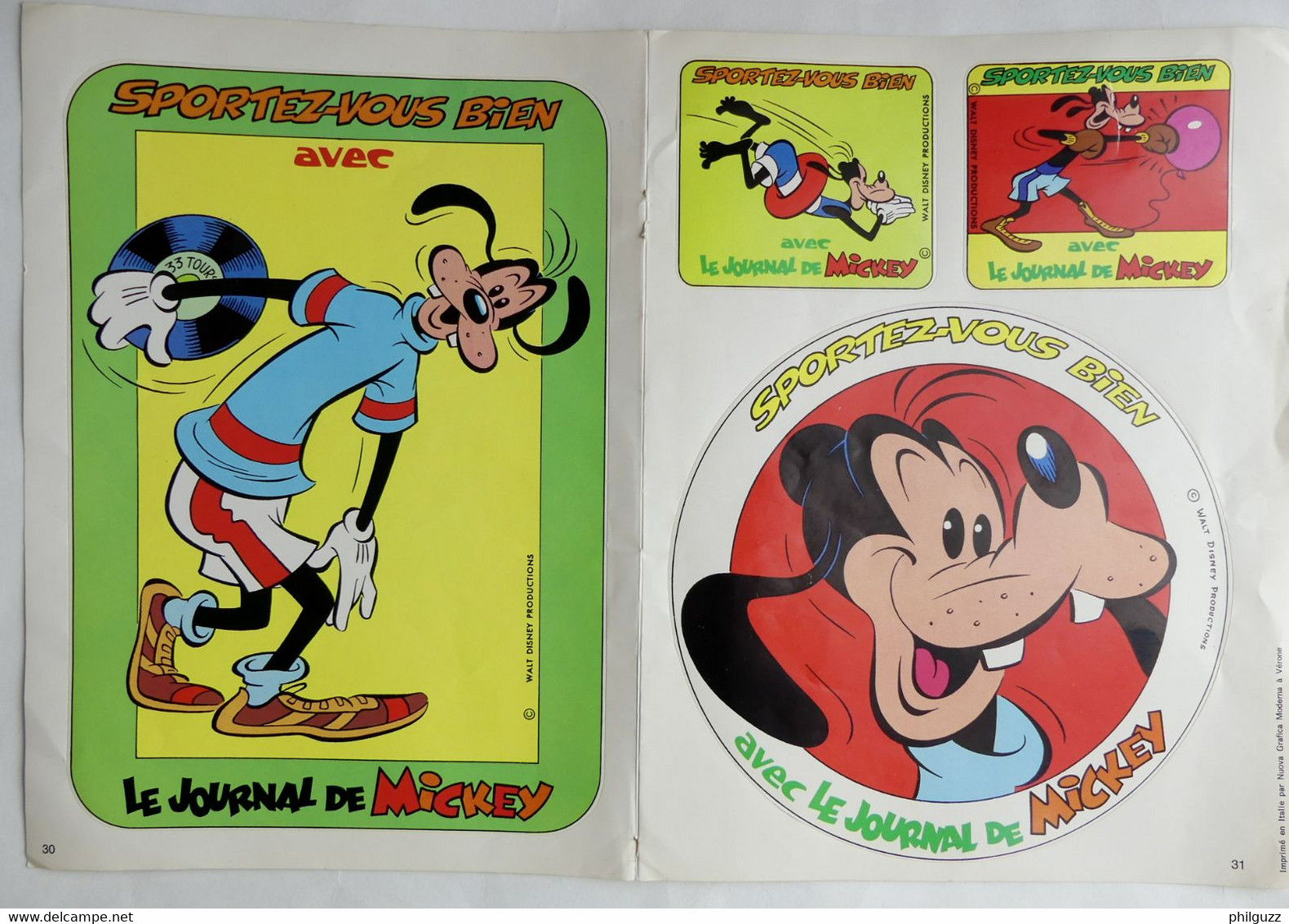 DINGO AUTOCOLLANT JOURNAL DE MICKEY 1412 JEUX OLYMPIQUES WALT DISNEY DINGOTOCOLLANTS GOOFY  1979 Autocollants - Aufkleber