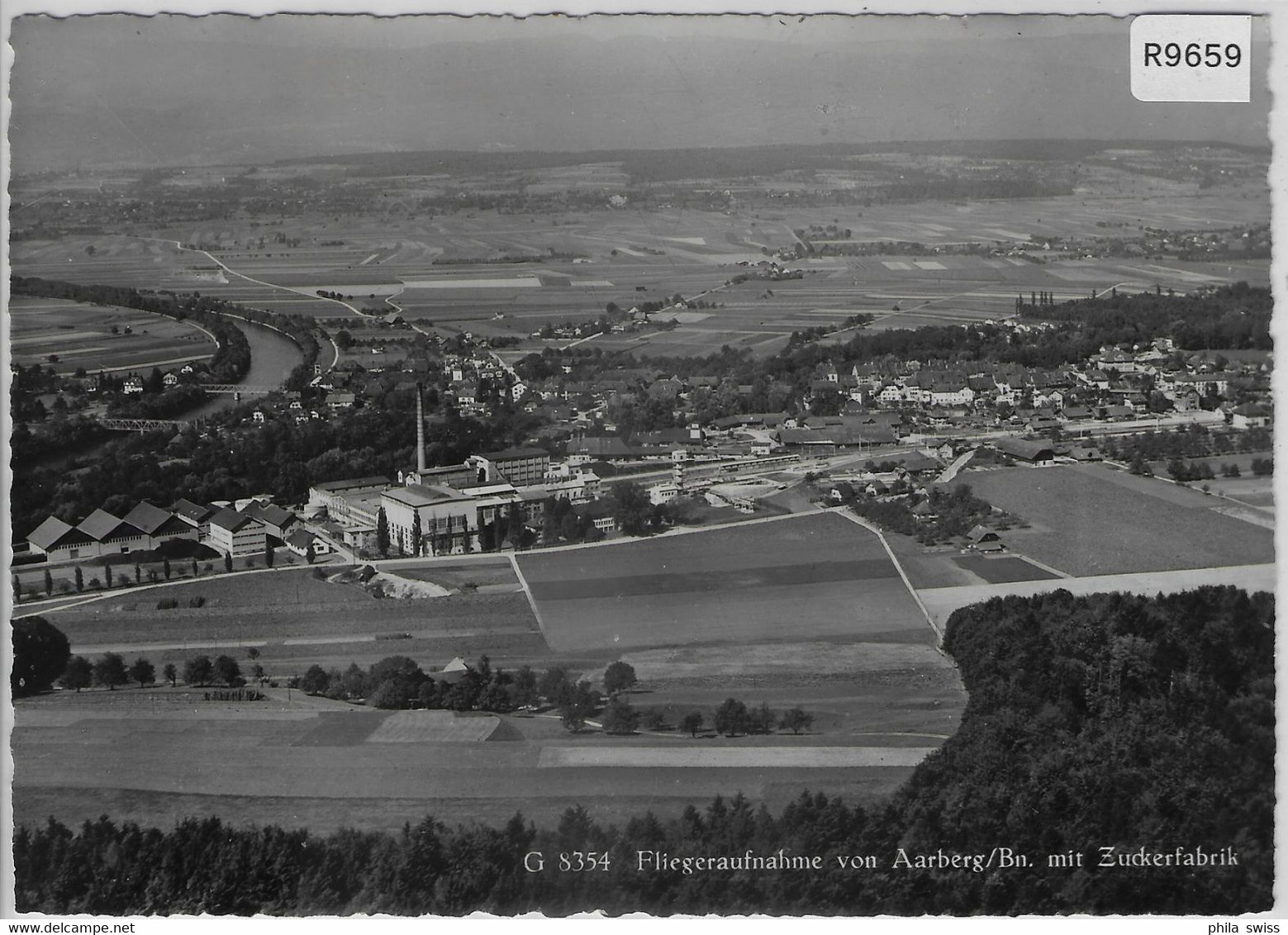 Fliegeraufnahme Aarberg Mit Zuckerfabrik Flugaufnahme P. Zaugg - Aarberg