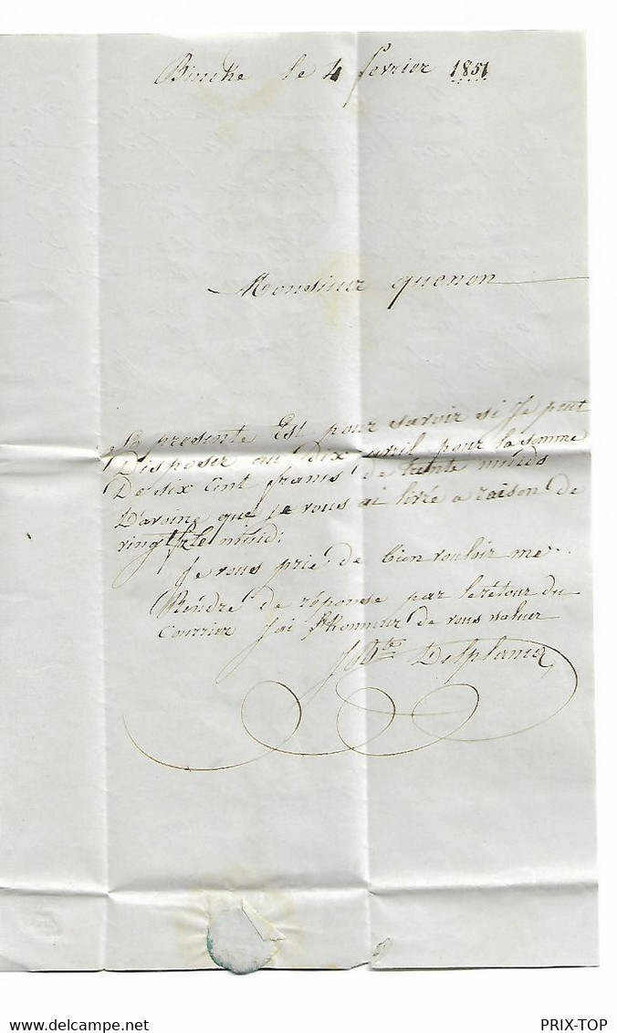 REF4620/ TP 6 3 Marges S/LAC C.Binche 4/2/1851 Obl.à Barres 18 > Jemappes C.d'arrivée - Postmarks - Lines: Perceptions