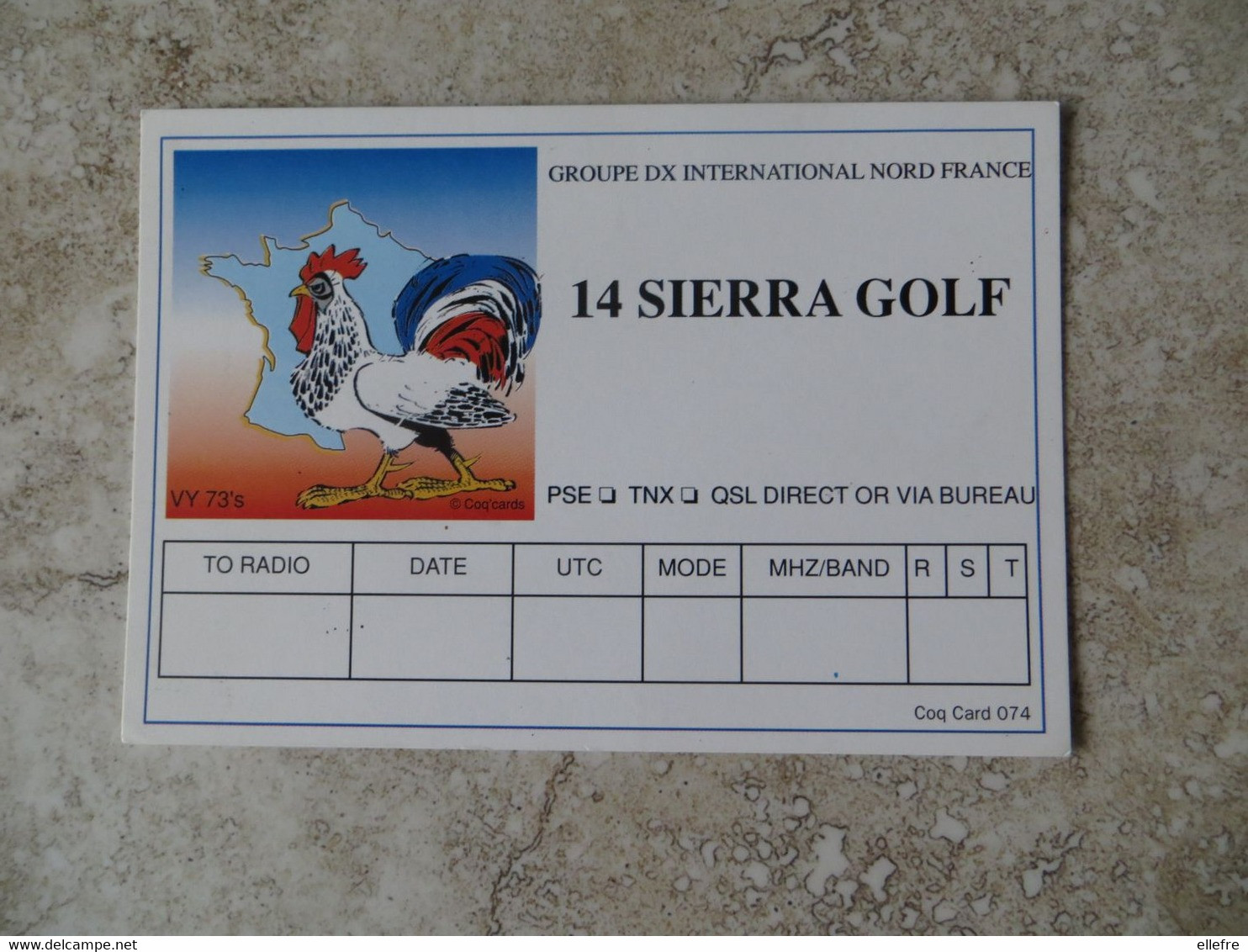 Carte QSL FRANCE - Groupe DX Sierra Golf Coq Gaulois - Vierge - CB