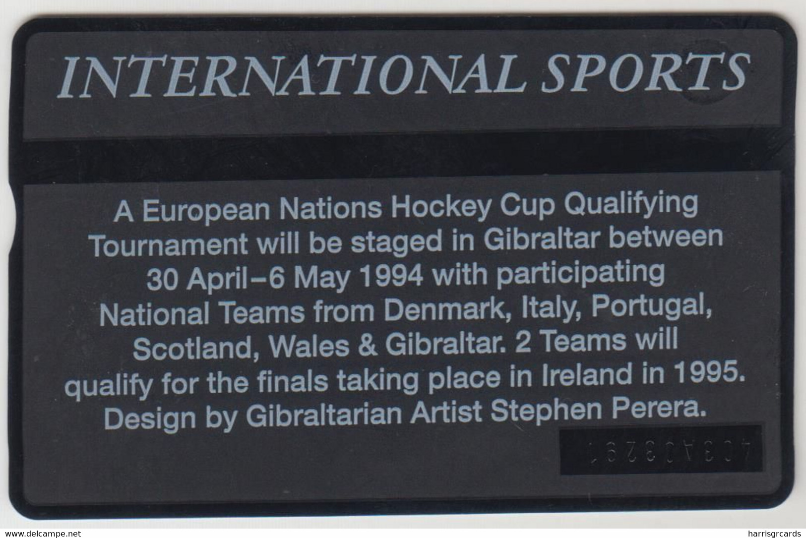 GIBRALTAR - European Hockey Championship Collectors Ed., 5 U, 1994, CN:403A,  Tirage 4.000, Mint - Gibilterra