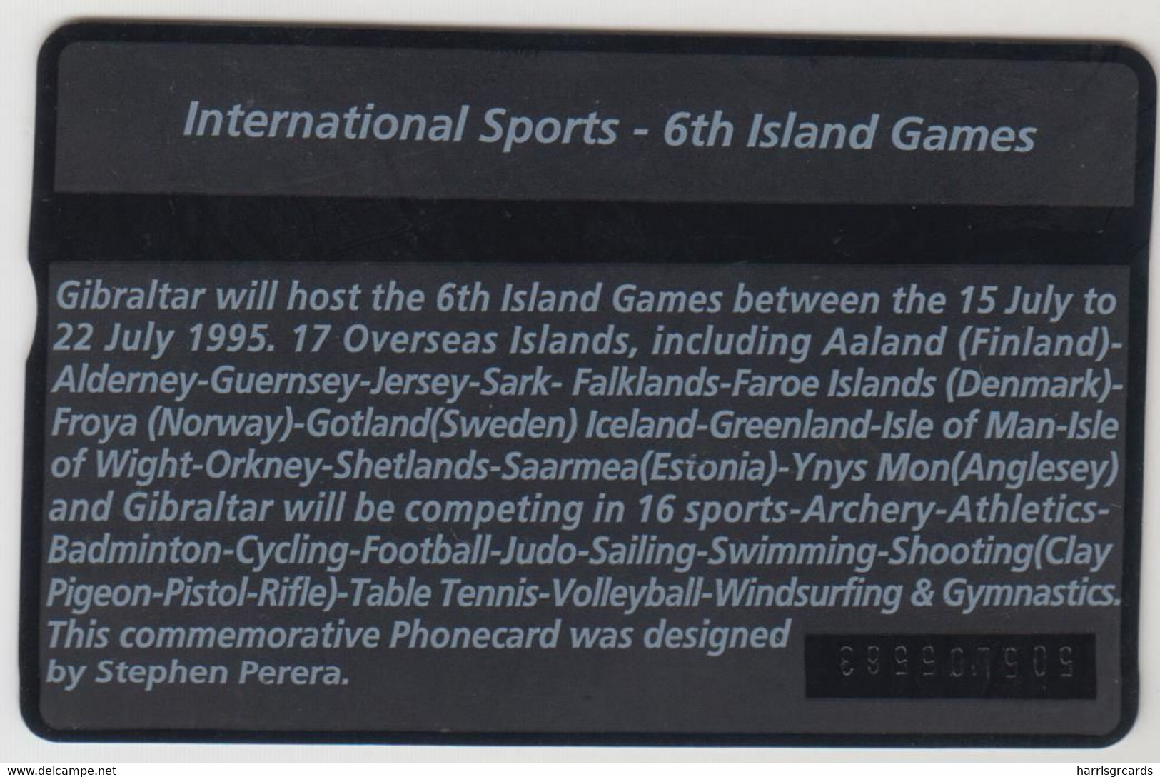 GIBRALTAR - Gibraltar Island Games, 100 U, 01/95, CN:505L,  Tirage 4.000, Used - Gibilterra