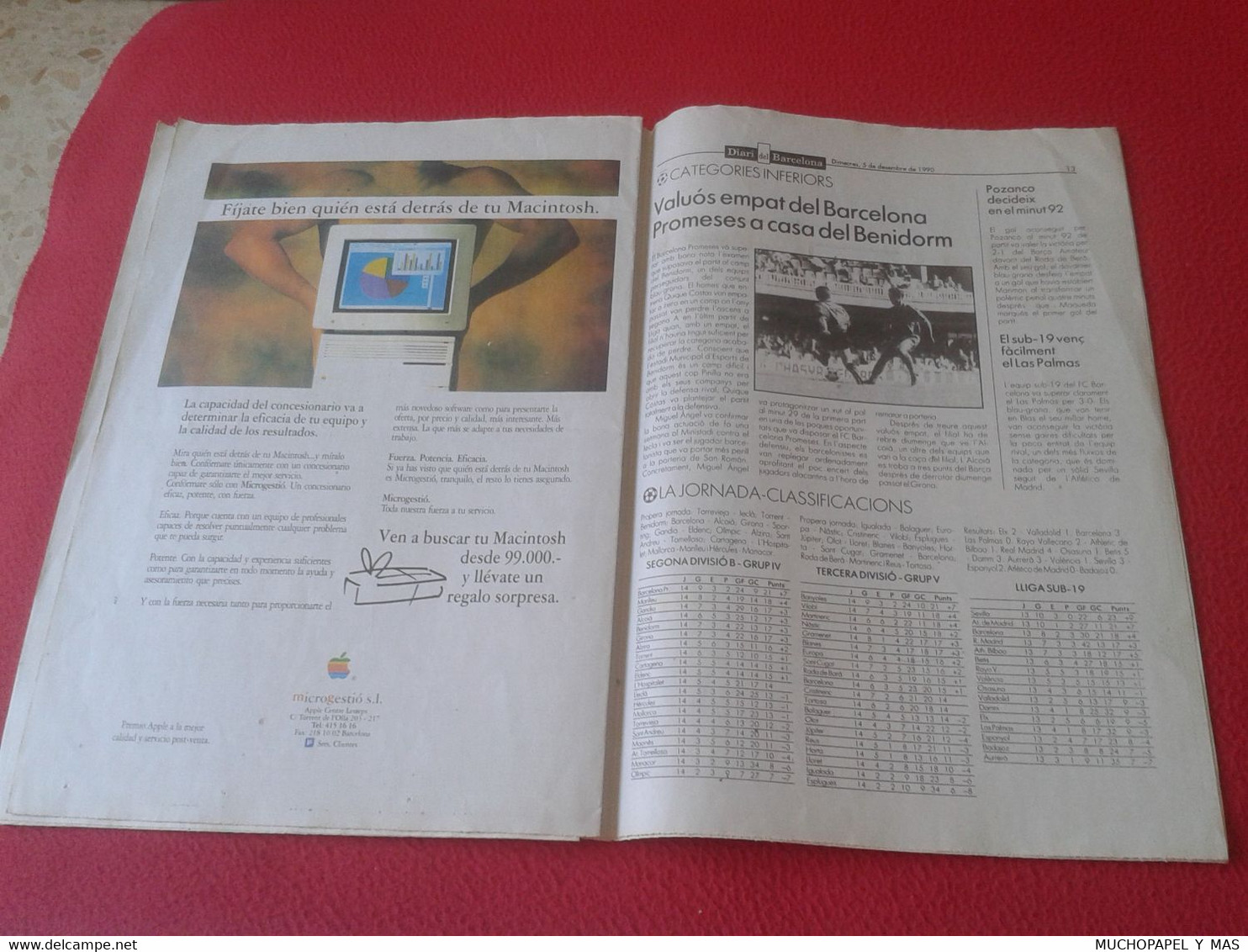 SPAIN NEWSPAPER PERIÓDICO DIARI DEL BARCELONA Nº18 5-12-1990 ANY 1 FÚTBOL DERBI JOHAN CRUYFF REAL MADRID FOOTBALL CALCIO