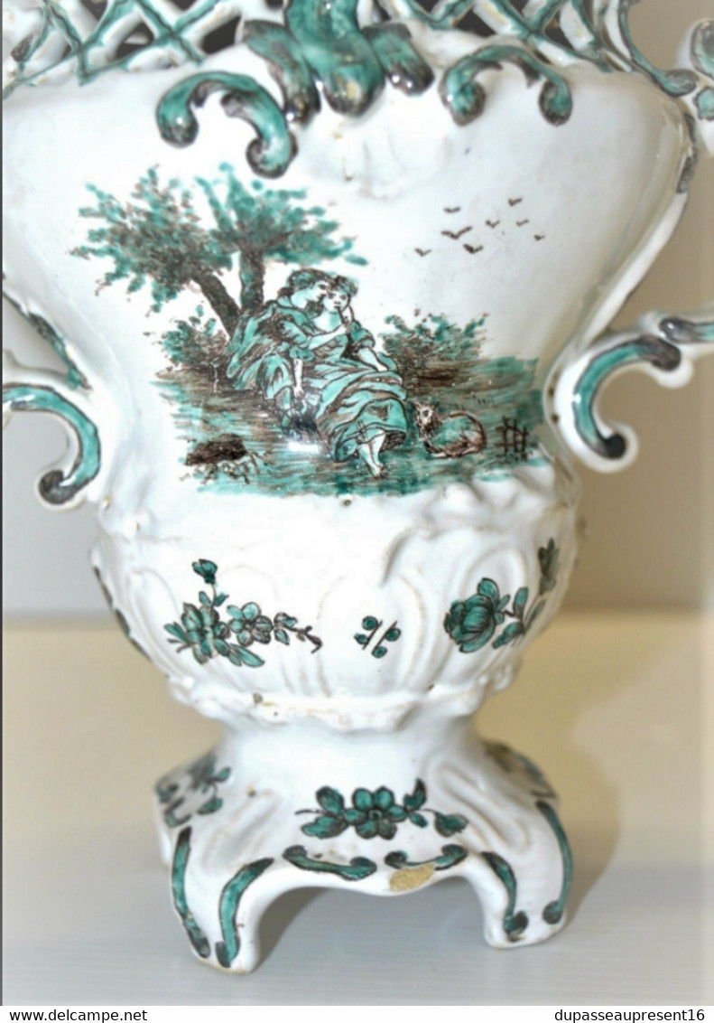 VASE POT COUVERT POT POURRI FAIENCE de MARSEILLE VEUVE PERRIN XIXe collection déco vitrine