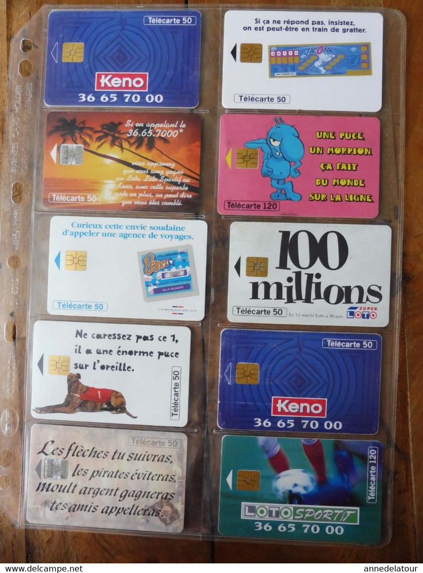10 Télécartes (jeux à Gratter) FRANCE TELECOM  -> 100 Millions, Morpion, Keno, Banco, Loto Sportif, TacOtac, Super Loto - Jeux