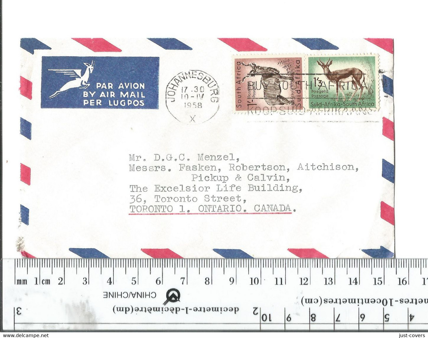 South Africa Johannesburg To Toronto Canada April 10 1958........(Box 5) - Luchtpost
