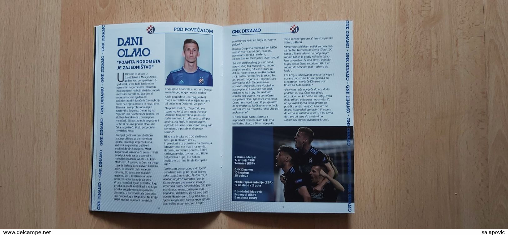 GNK DINAMO - NK RIJEKA, FINALE KUPA 22. 5. 2019 FOOTBALL CROATIA FOOTBALL MATCH PROGRAM