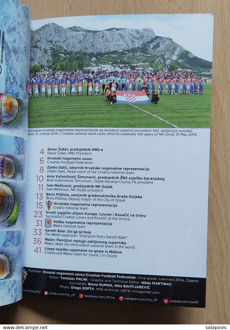 CROATIA Vs WALES, EUROPEAN QUALIFICATIONS FOR UEFA EURO 2020,    8. 6. 2019 FOOTBALL CROATIA FOOTBALL MATCH PROGRAM - Books