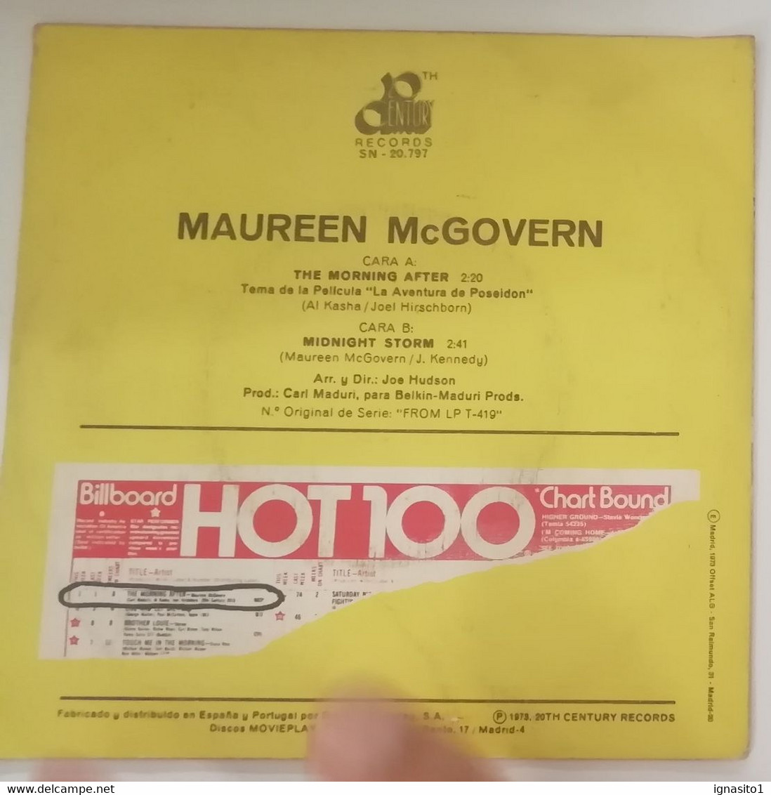 Maureen McGovern - The Morning After / Midnight Storm - Año 1973 - Other - Spanish Music