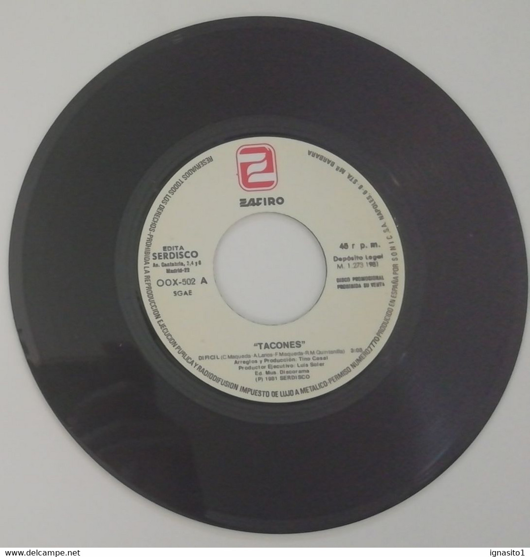 TACONES - Dificil / Rita Se Hizo De Oro - Disco Promocional - Año 1981 - Sonstige - Spanische Musik