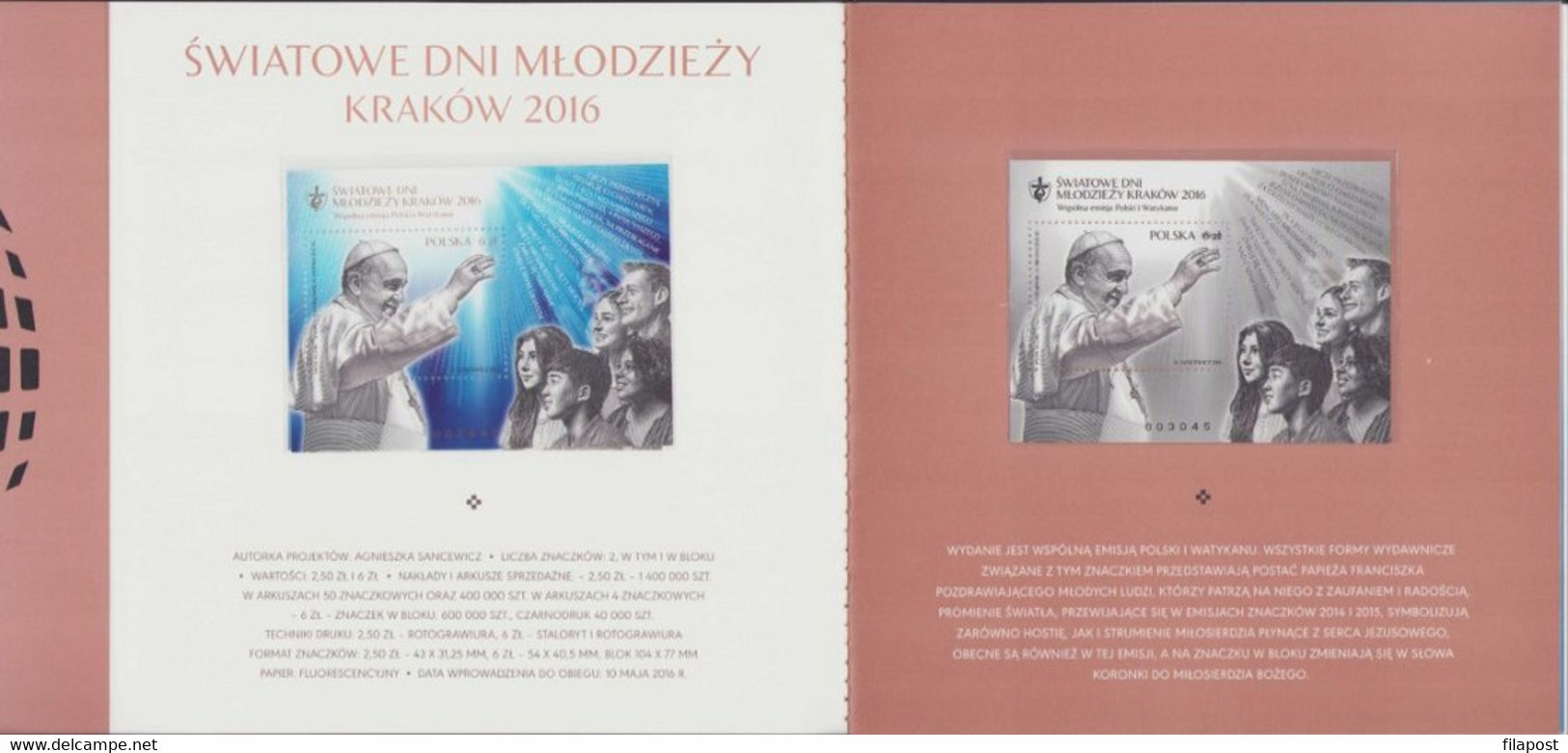 Poland 2016 Booklet / World Youth Day Pope Francis, Joint Issue With Vatican Post / 2 Blocks + Sheet MNH** - Libretti