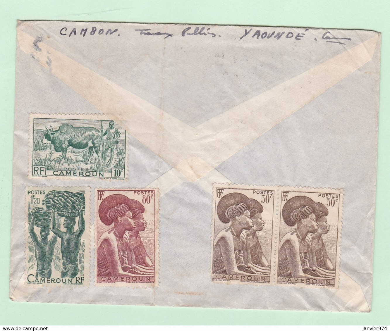 Lettre 1951 Cameroun Yaoundé Pour Mérignac Gironde, 12 Timbres - Briefe U. Dokumente