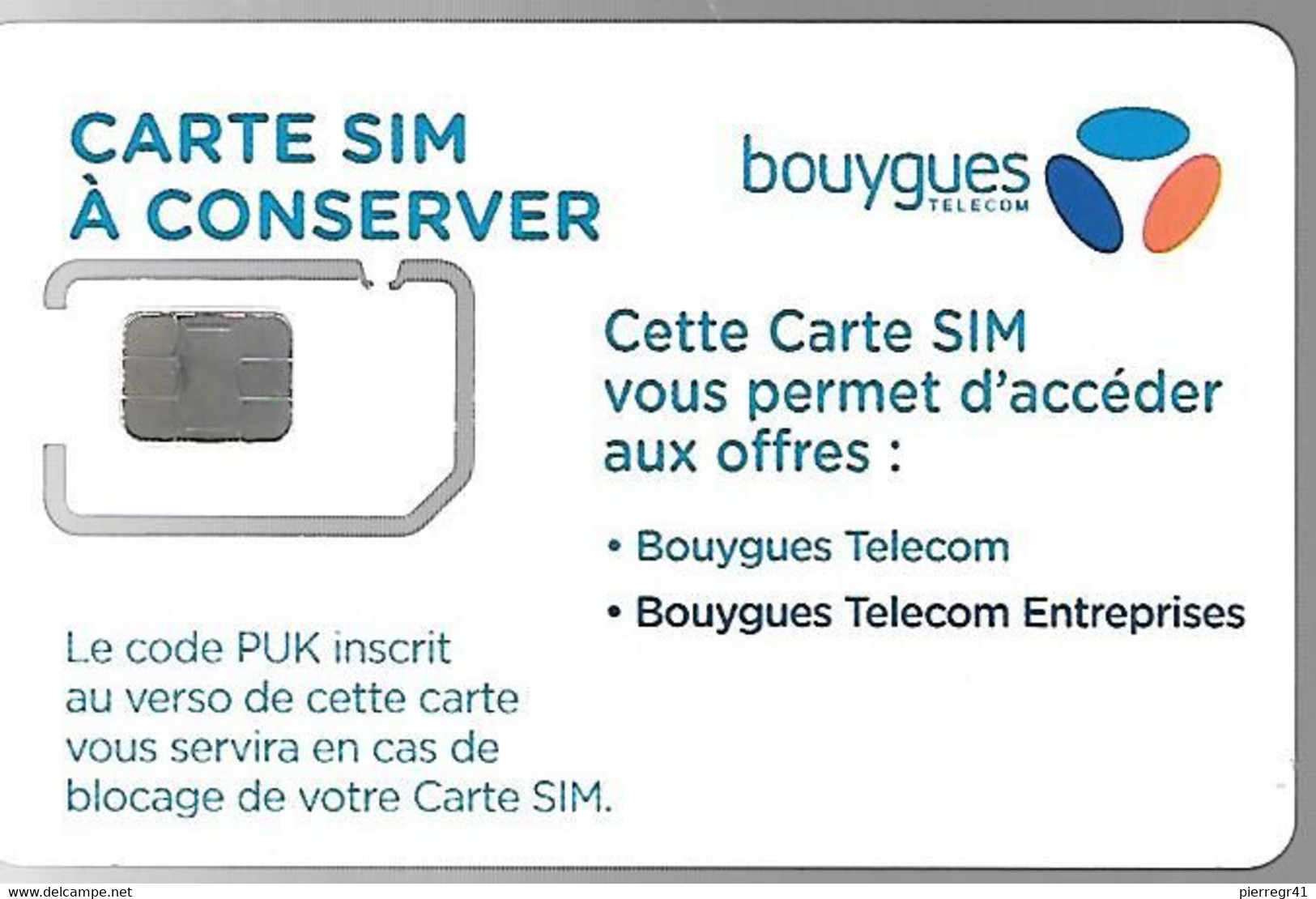 CARTE-PUCE-GSM-BOUYGUES-AccesOffres Particuliers/Entreprises-Garantie PUCE Standart+Micr Attachée-TBE-Nv - Mobicartes (GSM/SIM)