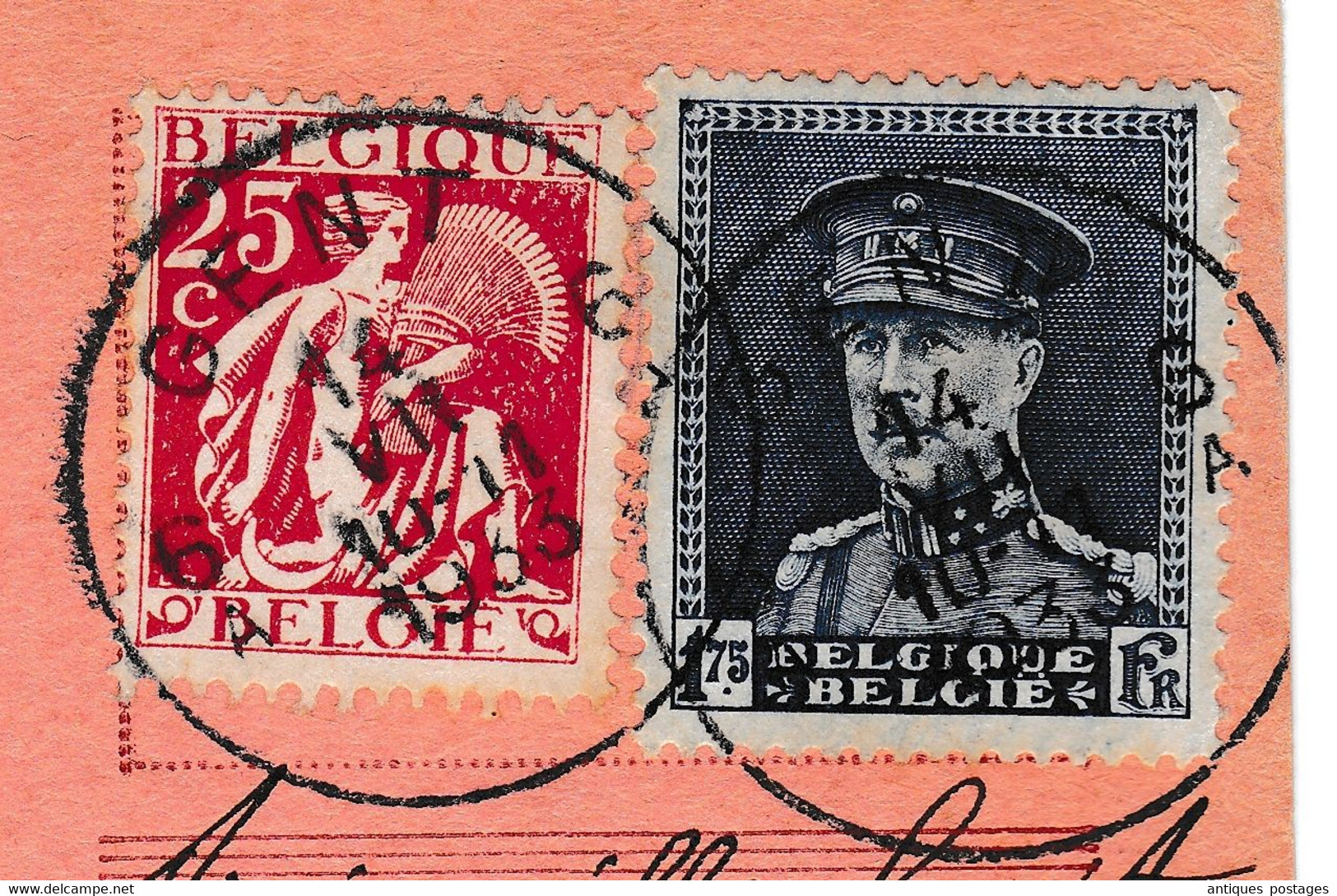 Belgique 1933 Carte Récépissé Reçu Binche Gustave Verhulst Gand Timbre Fiscal - Documentos