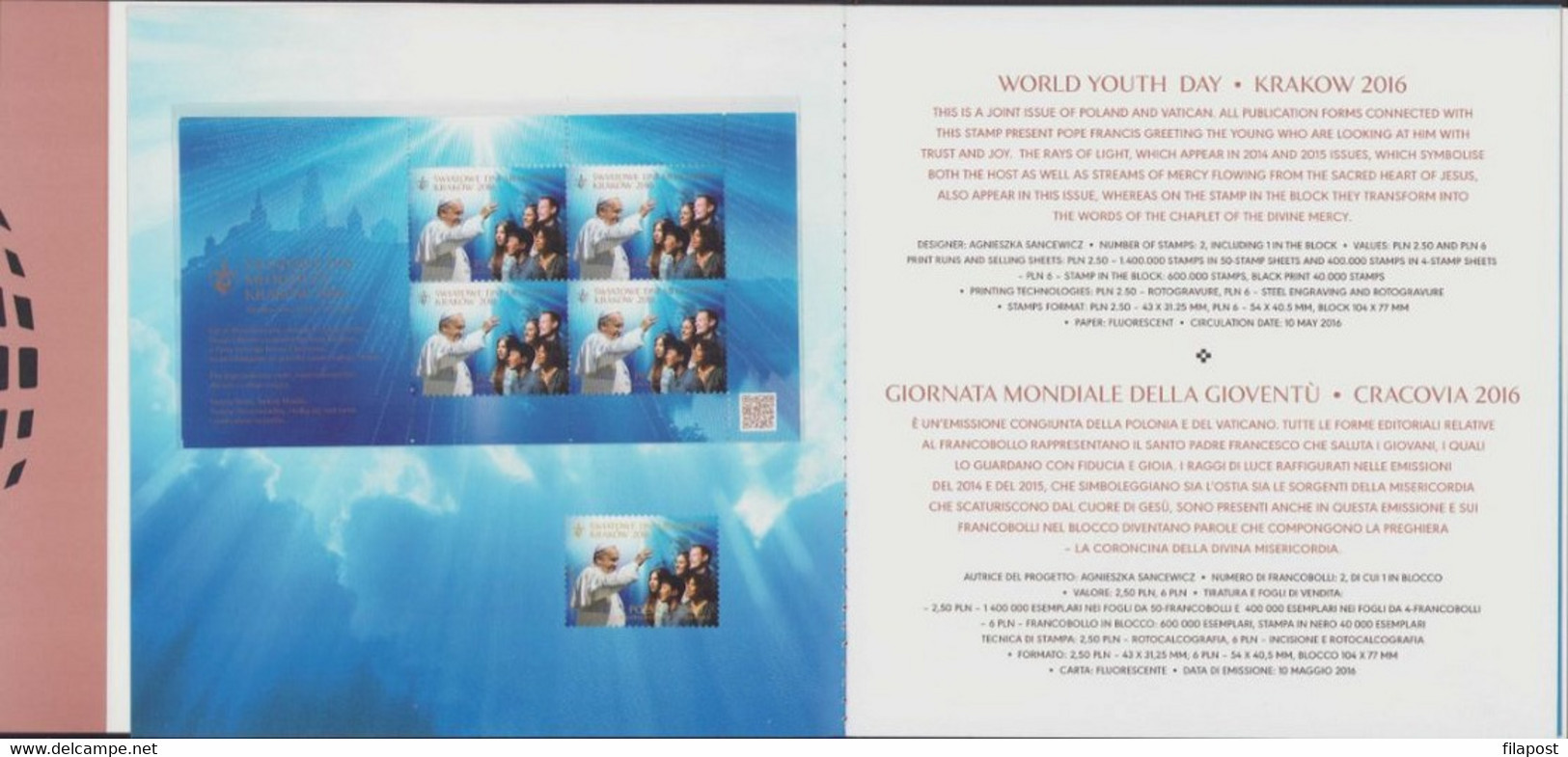 Poland 2016 Booklet / World Youth Day Pope Francis, Joint Issue With Vatican Post / 2 Blocks + Sheet MNH** - Carnets