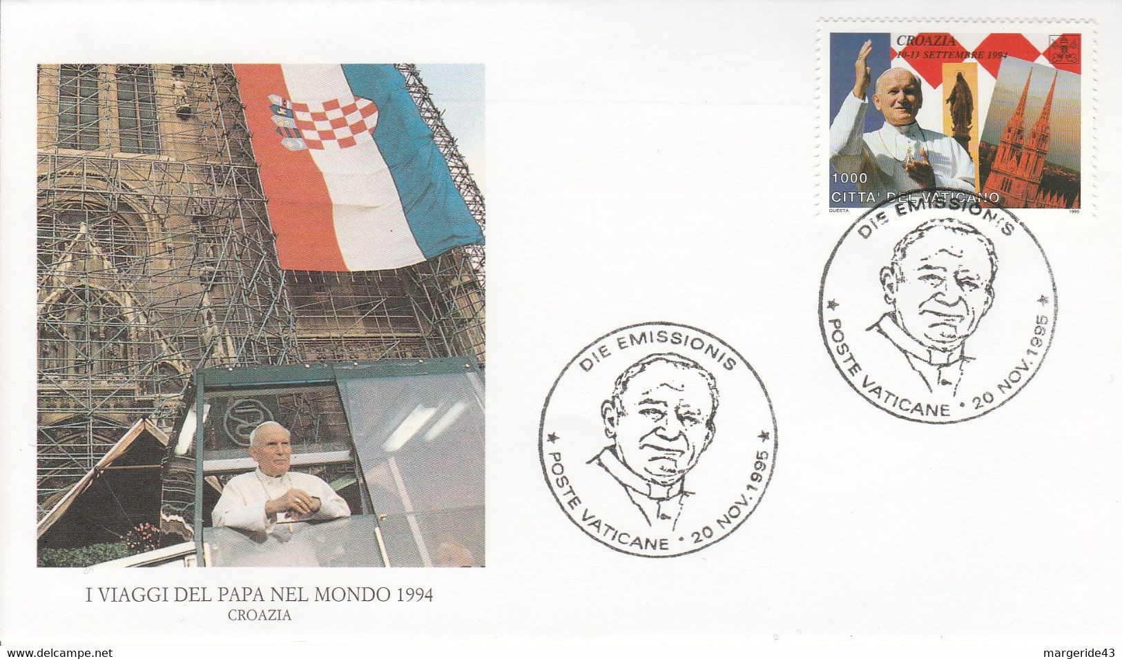 VATICAN VISITE PAPE JEAN PAUL CROATIE 1994 - Lettres & Documents