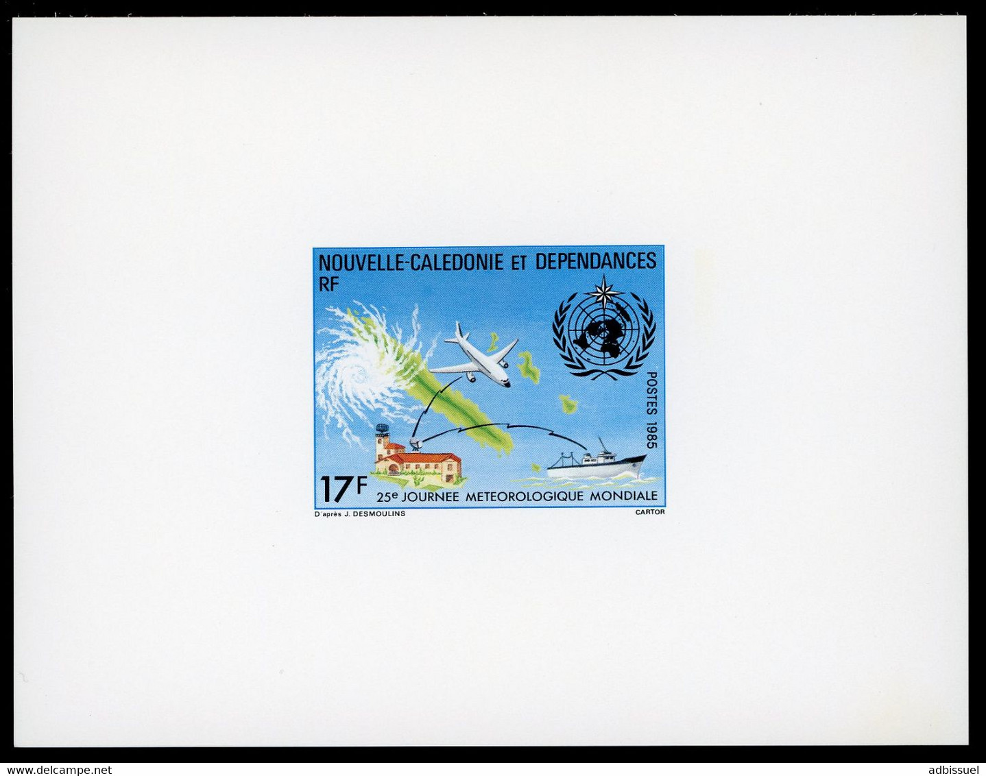 NOUVELLE CALEDONIE EPREUVE DE LUXE N° 500 25ème Journée Météorologique Mondiale 1985. TB - Non Dentelés, épreuves & Variétés