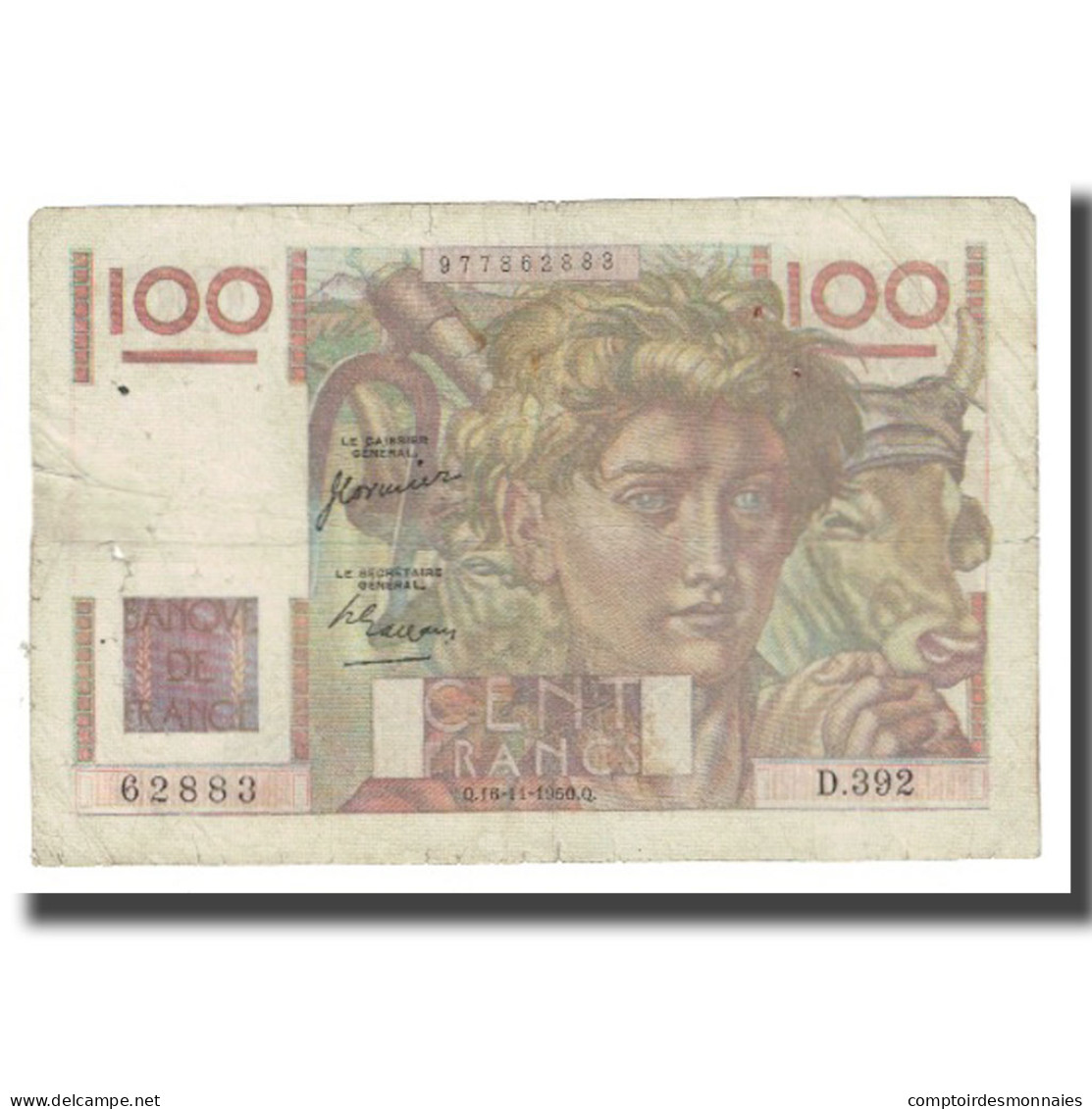 France, 100 Francs, Jeune Paysan, 1950, D AMBRIERES, GARGAM, 1950-11-16, TB - 100 F 1945-1954 ''Jeune Paysan''