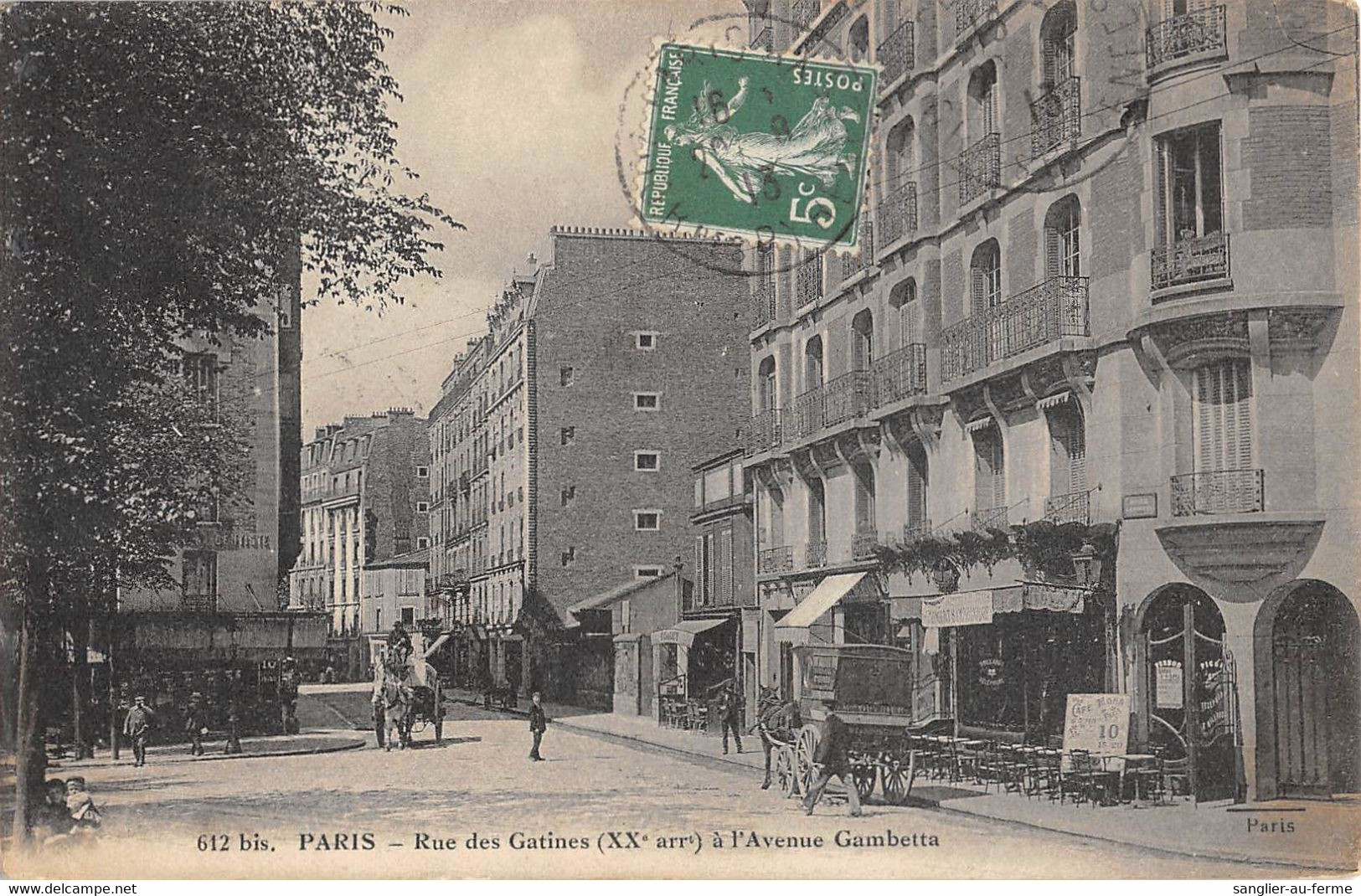 CPA 75 PARIS XXe RUE DES GATINES A L'AVENUE GAMBETTA - District 20