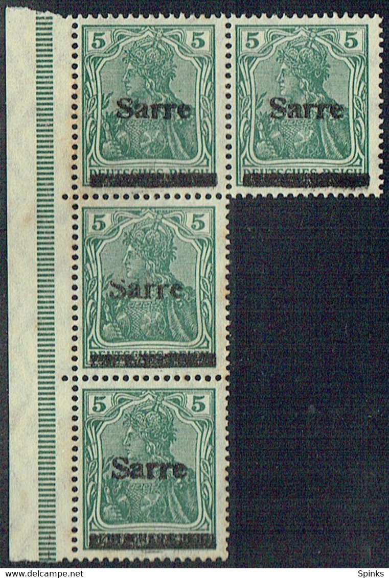 SAAR 1920 Mi 4 Block Of 4 M - Blocs-feuillets