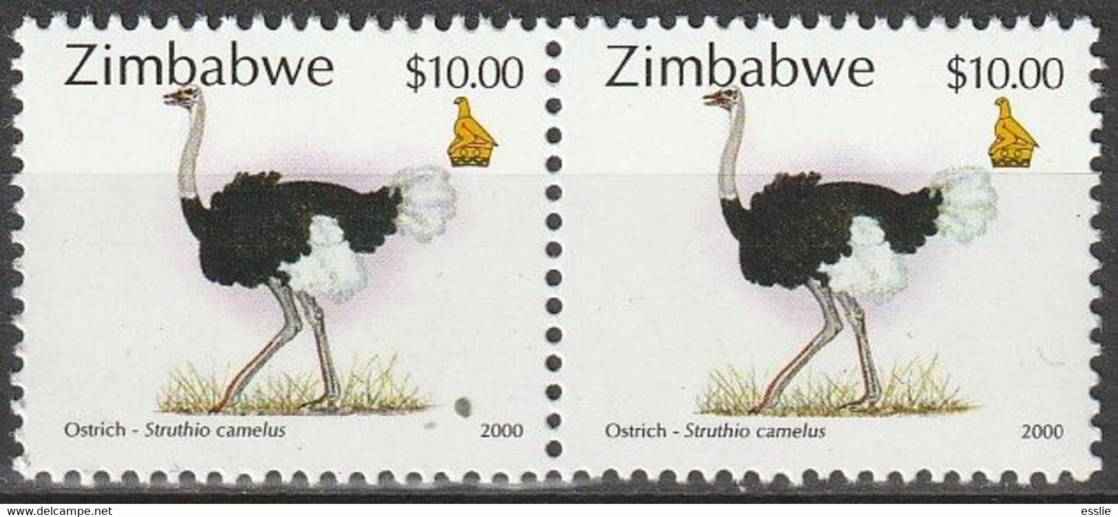 Zimbabwe - 2000 - Ostrich Pair - Ostriches