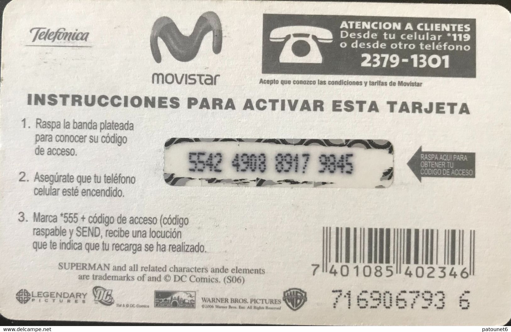 GUATEMALA  -  Recharge -  MoviStar -  SUPERMAN  -  Q 25 - Guatemala