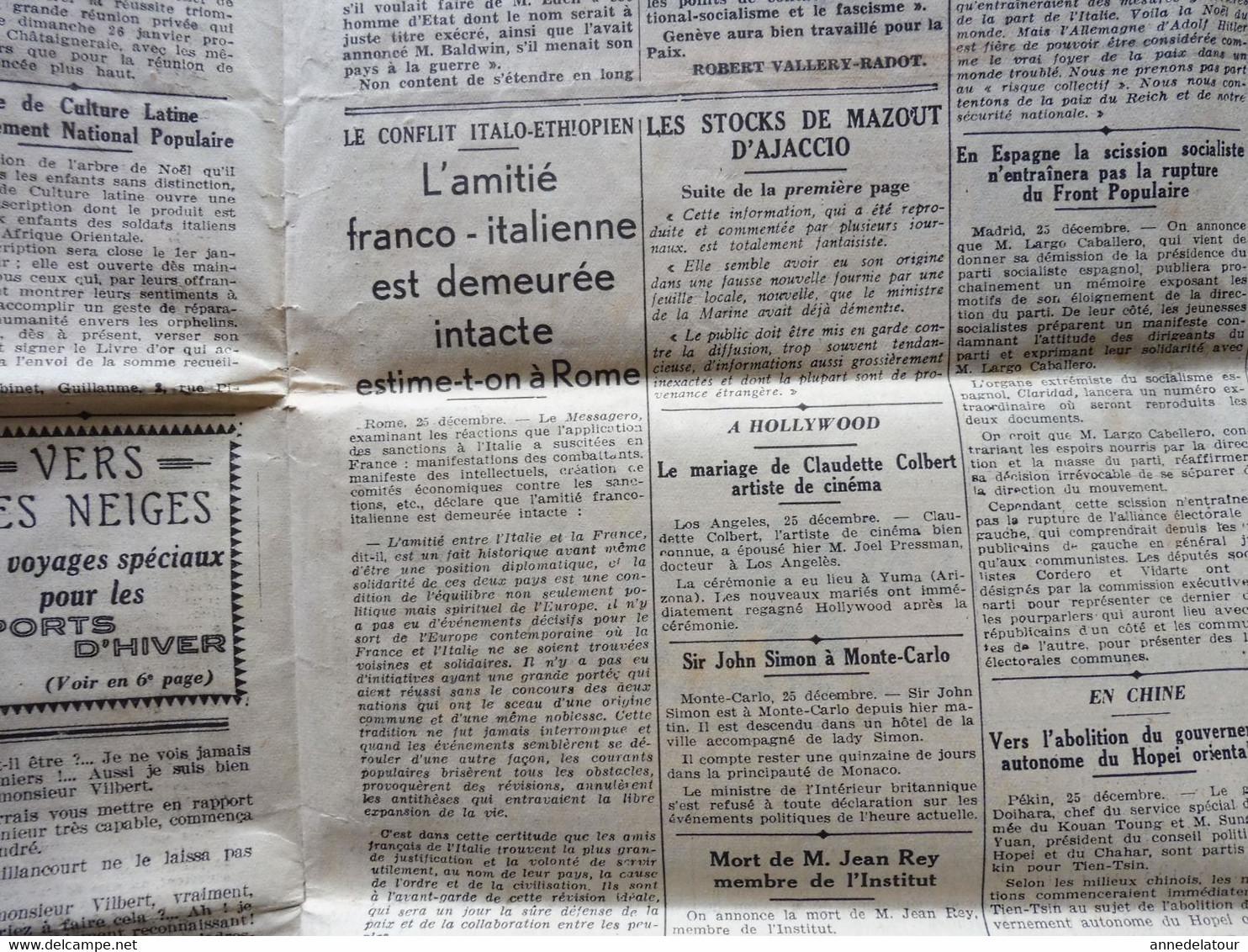 1935  Noël à BERLIN ; etc  ( journal L'AMI DU PEUPLE )