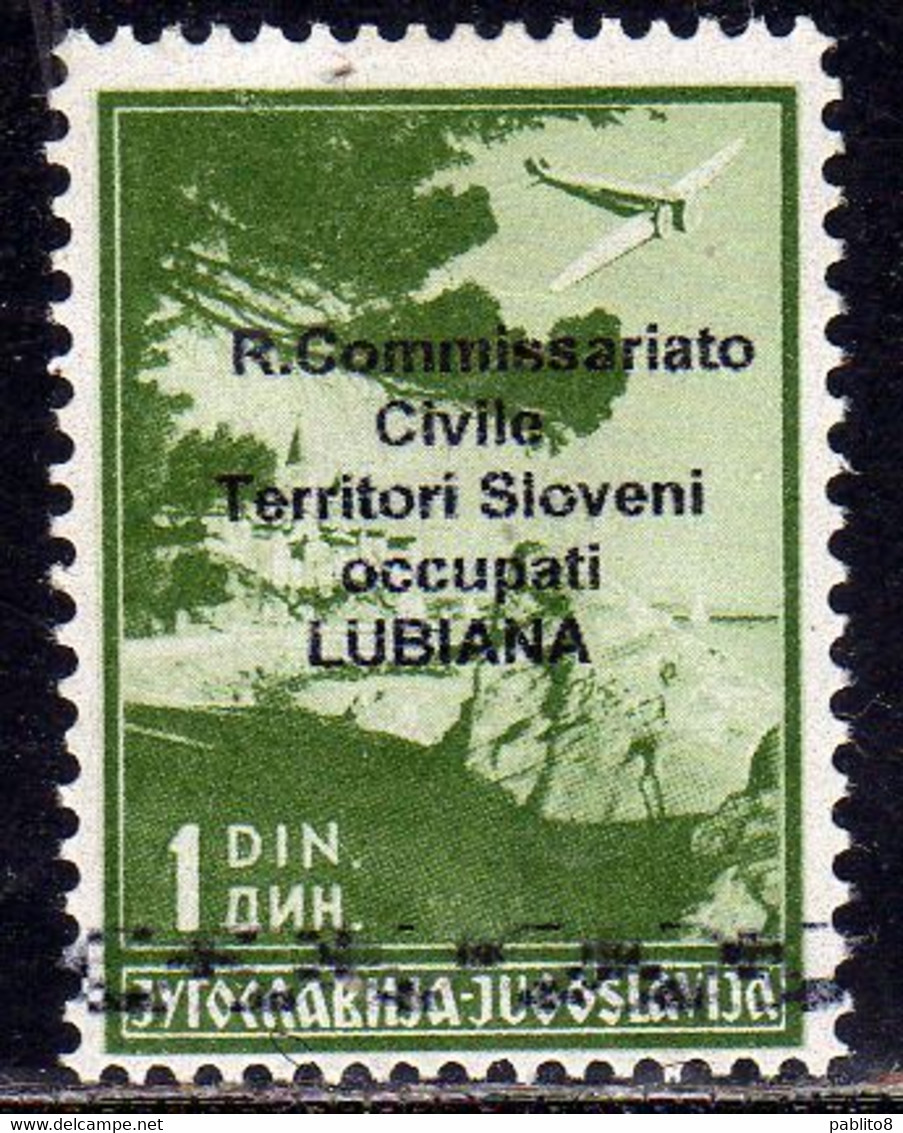 LUBIANA LJUBLJANA 1941 POSTA AEREA AIR MAIL SURCHARGED SOPRASTAMPATO R. COMMISSARIATO 1d MNH - Lubiana