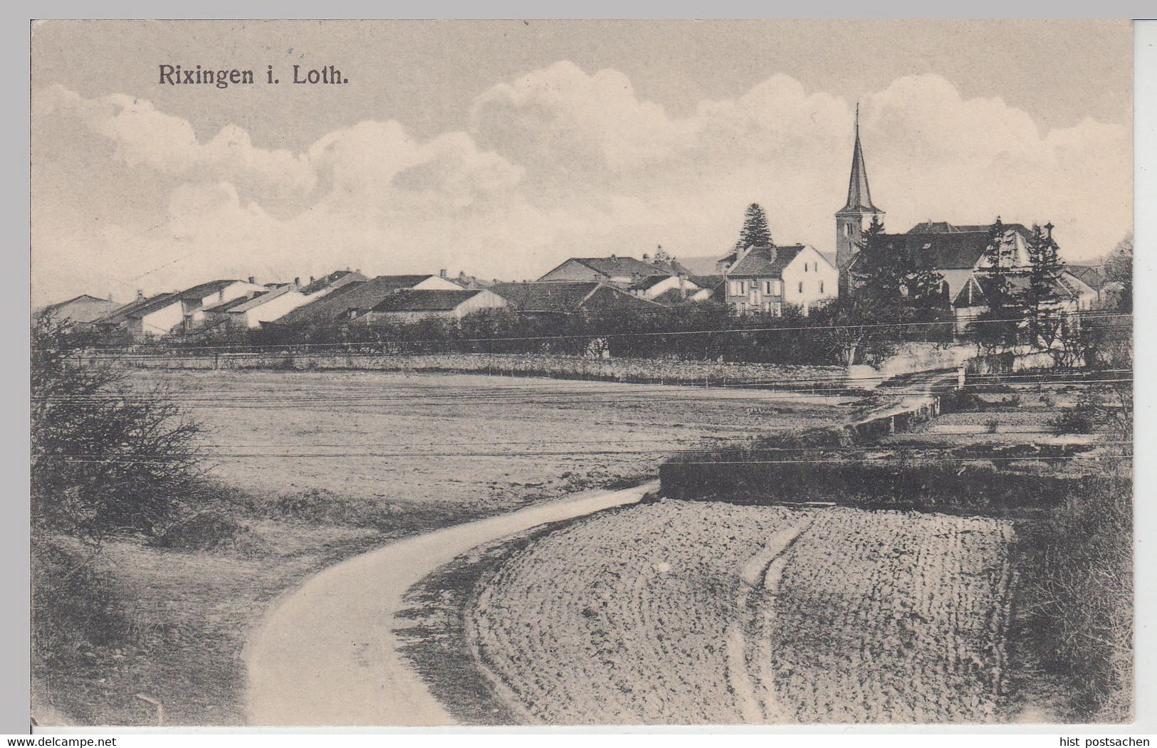 (113582) AK Rixingen, Lothringen, Réchicourt-le-Château, Panorama, Feldpost 1917 - Lothringen