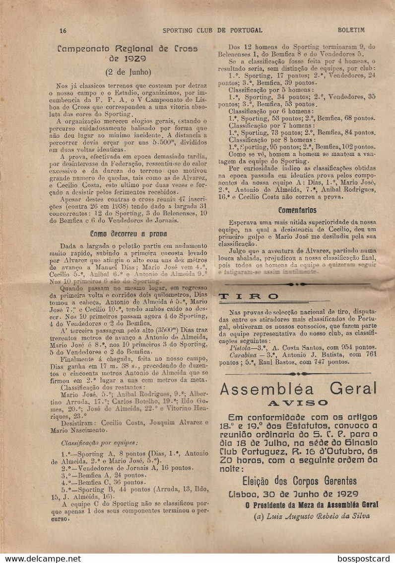 Lisboa - Boletim Do Sporting Clube De Portugal Nº 78, 1 De Julho De 1929 (16 Páginas) - Jornal - Futebol - Estádio - Sport