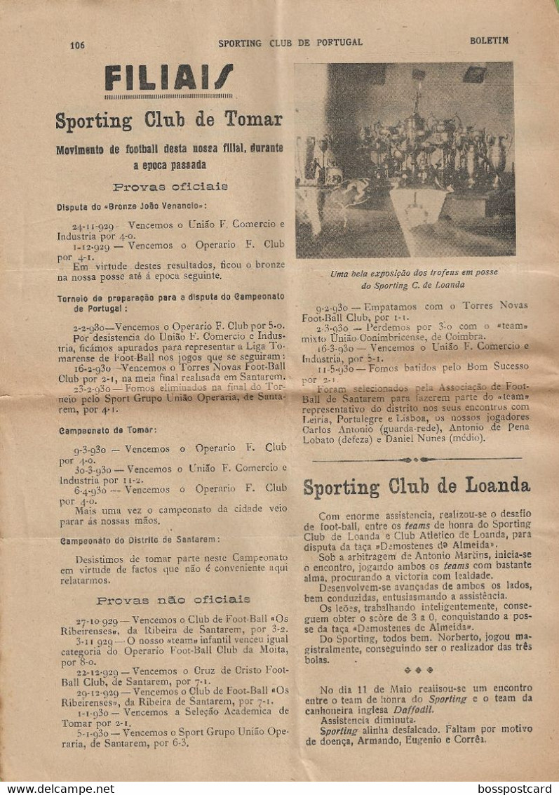 Lisboa - Boletim Do Sporting Clube De Portugal Nº 96, 31 De Dezembro De 1930 (16 Páginas) - Jornal - Futebol - Estádio - Deportes