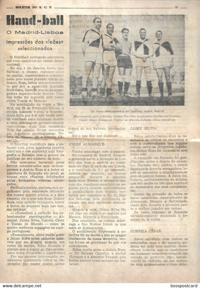 Lisboa - Boletim do Sporting Clube de Portugal Nº 8, Série IV, Fevereiro de 1945 (16 páginas) - Jornal - Futebol Estádio