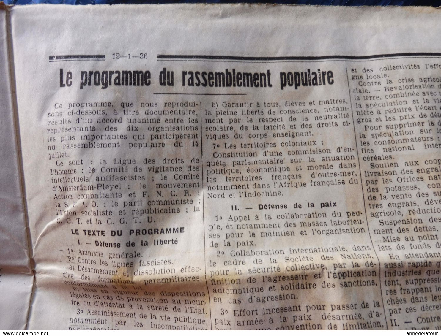 1936  LE PROGRES  : Mussolini ; L'église catholique allemande va-t-elle se rallier au nazisme ; etc