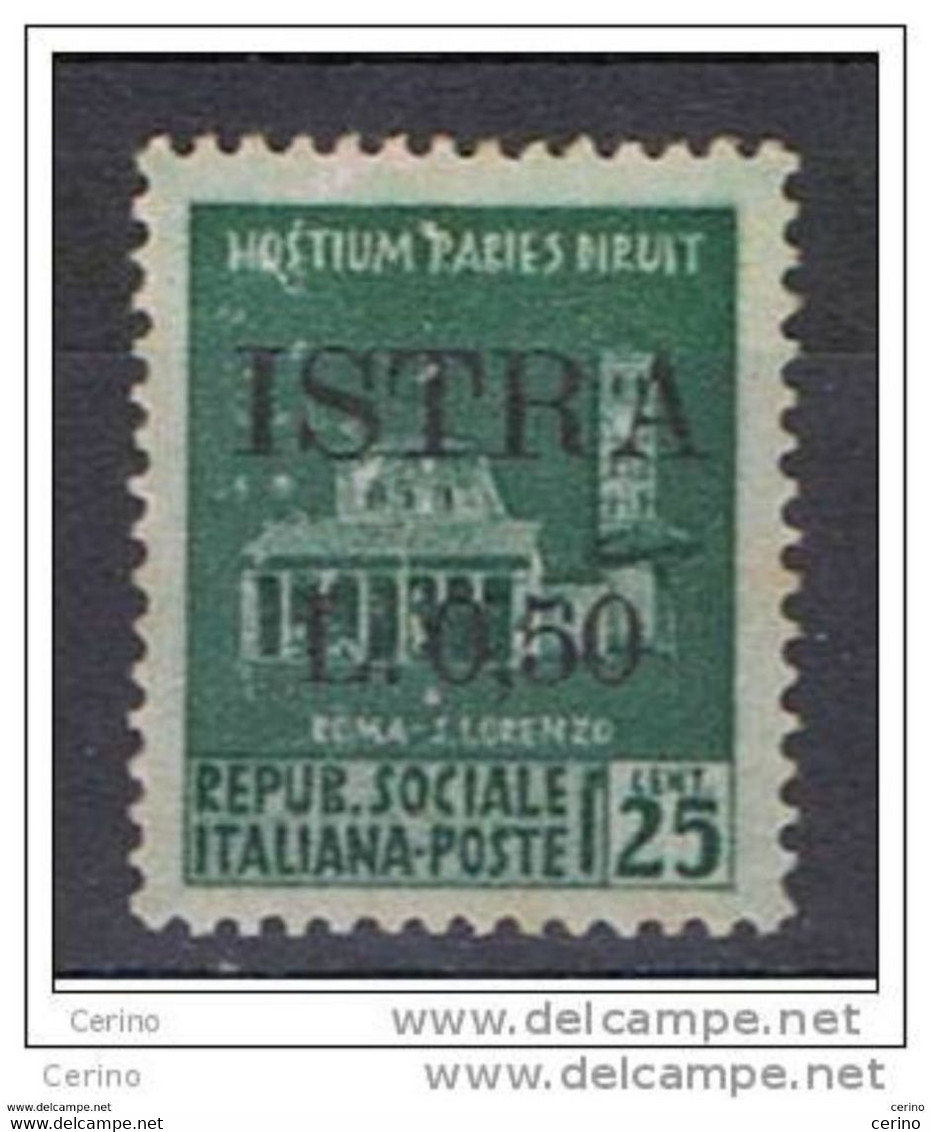 ISTRIA - OCCUPAZ. JUGOSLAVA:  1945  SOPRASTAMPATO  -  50/25 C. VERDE  N. -  SASS. 23 - Jugoslawische Bes.: Istrien