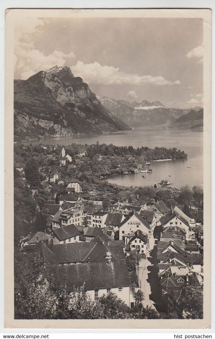 (53652) Foto AK Weesen Mit Leistkamm, Churfirsten U. Alvier, 1935 - Weesen