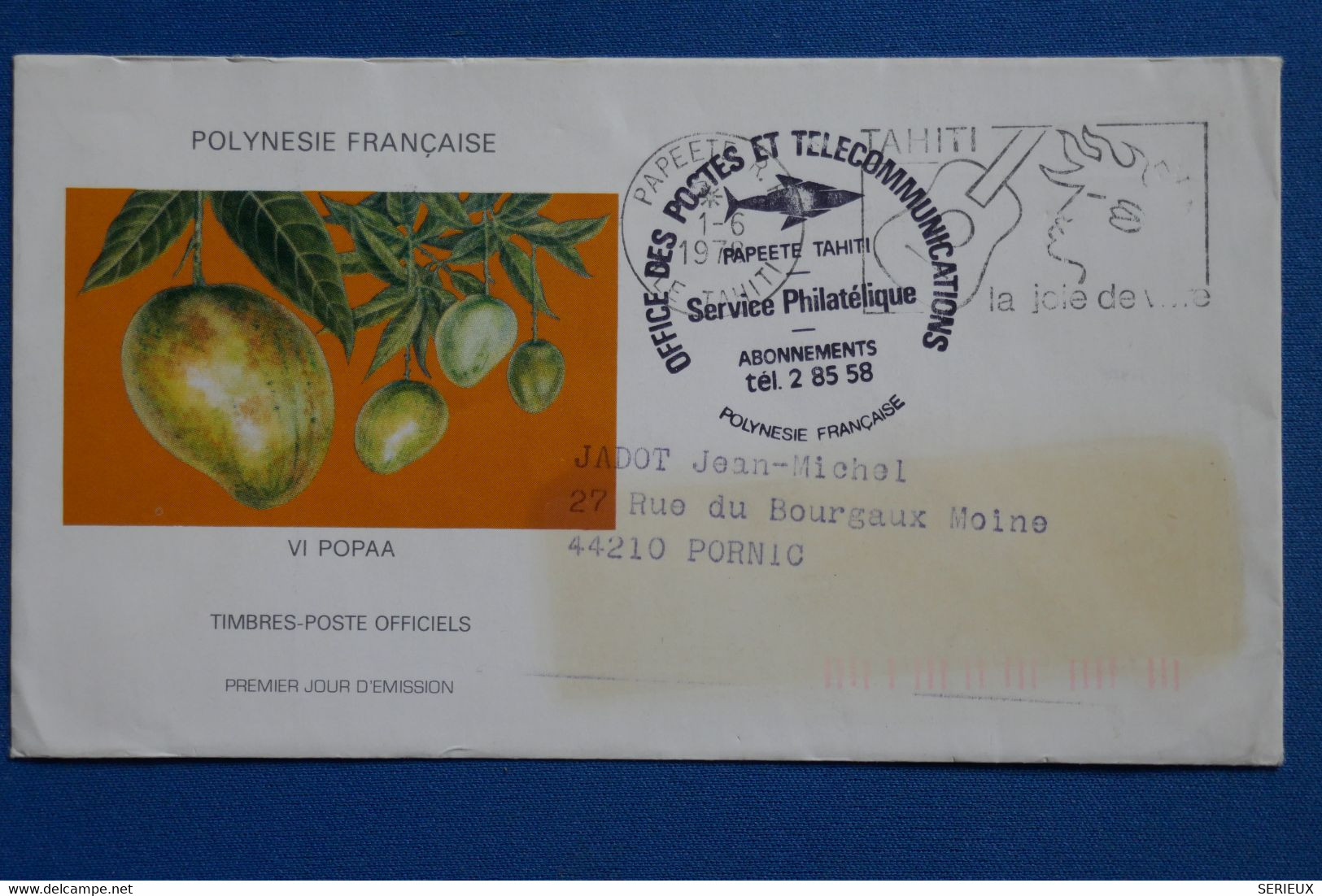 X17 POLYNESIE FRANCE BELLE LETTRE 1978 PREMIER JOUR PAPEETE POUR PORNIC + AFFRANCHISSEMENT PLAISANTT - Lettres & Documents