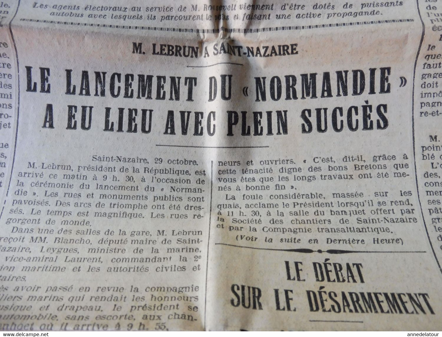 1932 LE PROGRES : Plein Succès Du Lancement Du NORMANDIE ;  Négociation Dans Les Partis Prolétariens ; Publicité ; Etc - Allgemeine Literatur