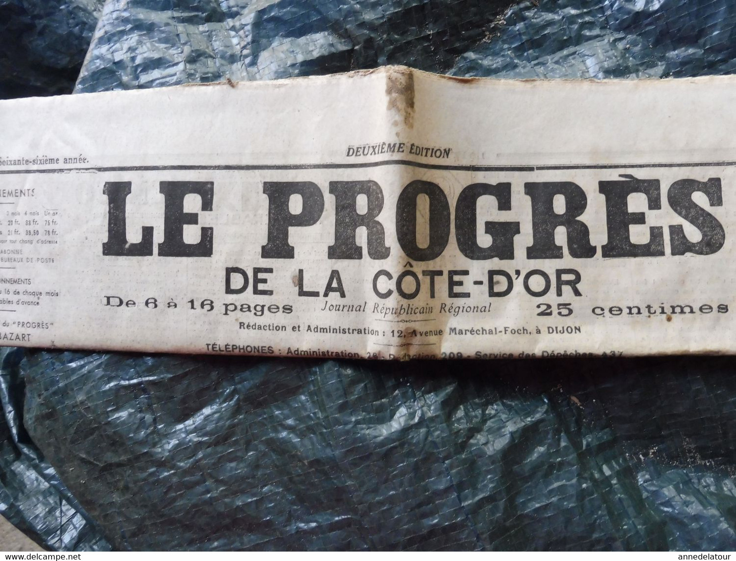 1934 LE PROGRES : Les Carbonari ; Hommage Aux Victimes Du "Dixmude" ; Publicité LA FRÊNETTE ..Buvez-en !  ;etc - Testi Generali