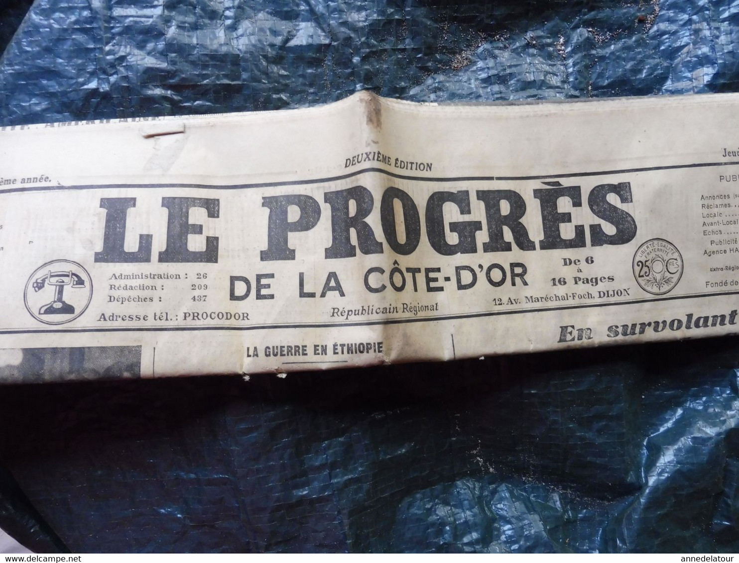 1936 LE PROGRES :  BD Saladin en Sibérie (Bande Dessinée) ; Auxonne ; Procès Stavizky ; ; Vie agricole ; Etc