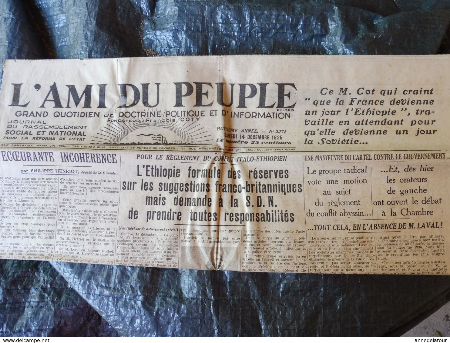 1935 L'AMI DU PEUPLE :  Guérir Avec La SYMPATHICOTHERAPIE , Médecine De Demain  ; Les Parasites Atmosphériques; Etc - Testi Generali