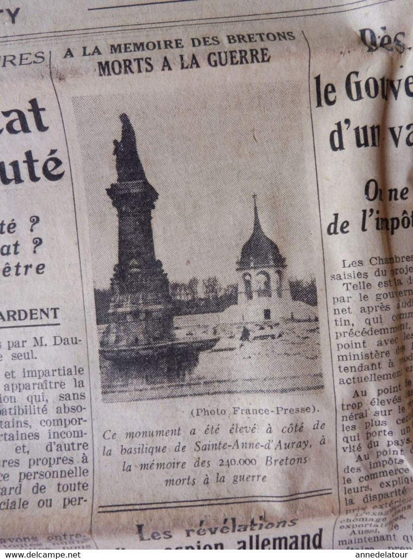 1934 L'AMI DU PEUPLE : Sainte-Anne-d'Auray Aux 240000 Bretons De La Guerre ; Affaire Frogé ; La Petite-Roquette; Etc - Allgemeine Literatur