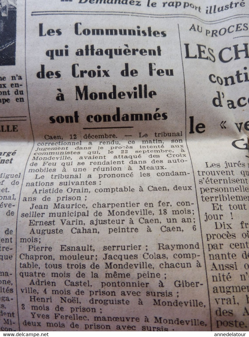 1935 L'AMI DU PEUPLE:  Jeunesse Rouge Féminine ; Dessin Chancel ; Croix De Feu à Mondeville ; Sympathicothérapie ; Etc - Allgemeine Literatur