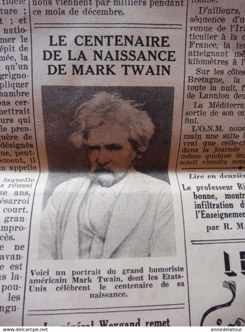 1935 L'AMI DU PEUPLE: Mussolini ; Mark Twain ; Dessin De Chancel ; Le Japon (Japan) Se Prépare à La Guerre ; Etc - Testi Generali