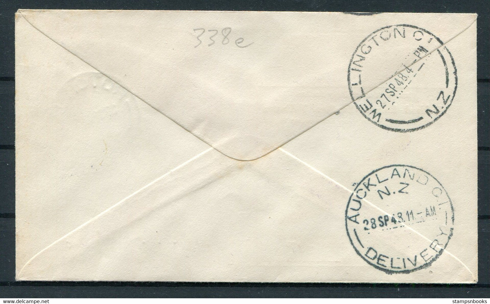 1948 (Sept 27th) New Zealand First Flight Airmail Cover Rotorua - Auckland (Missent To Wellington) - Posta Aerea